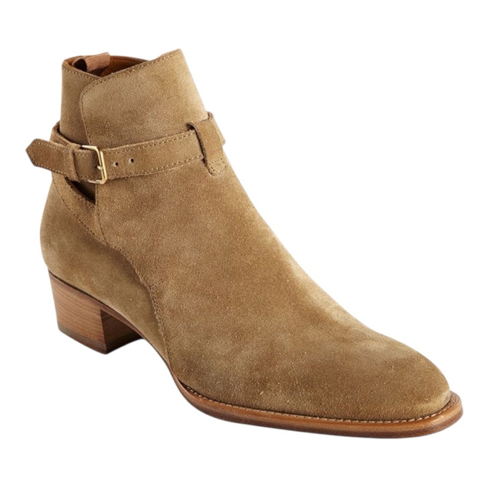 YSL SAINT LAURENT Wyatt Jodphur Suede Mid Heel Boots - Picture 1 of 6